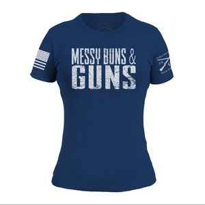 New!! Grunt Style Messy Buns & Guns Blue T-shirt